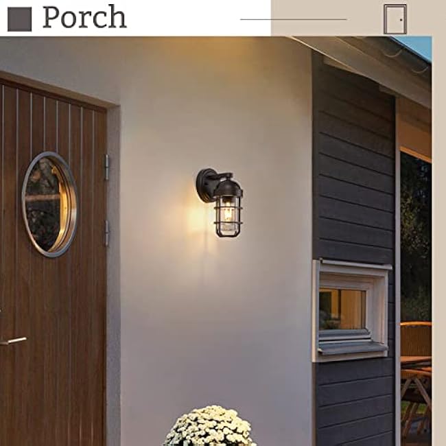 Emliviar Farmhouse Outdoor Wall Light Exterior Wall Lantern Industrial Oil Rubbed Bronze Finish GE255B ORB