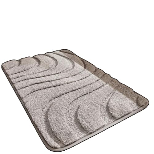 PET OFFICER 柔らかいバスルームフロアマット、速乾性、吸水性、キッチンバスルームドア、滑り止めマット、トイレ、トイレフロアマット (50x80cm,カーキ)