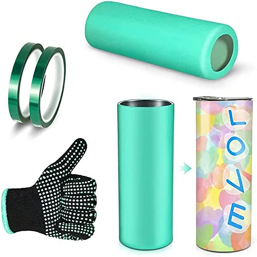 Silicone Sleeve Sublimation Tumbler Band Kit for 30 oz Skinny Straight Blanks Cups, Silicone Wrap Mug Clamp 3D Wrap, with Heat-Resistant Gloves, Heat Press Tapes, Tumbler Bands