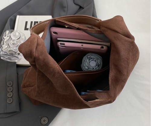 2 Pcs Slouchy Hobo Bags Women Suede Crescent Satchels Shoulder Bag Crossbody Purse Top-handle College Tote Handbag 20254