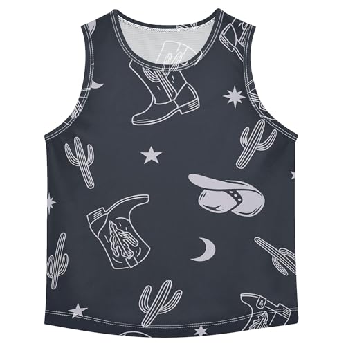 JUNZAN Western Style Boys Tank Tops Sleeveless Casual Vest Tees Comfy Summer Basic Soft Workout Outfits for Workout Swim 3T