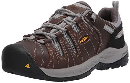 Image of KEEN Utility Women's Flint 2 Low Height Leather Steel Toe Work Shoes, Magnet /Rose, 8 Wide US