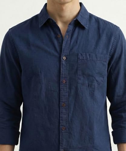 Image of Amazon Brand - INKAST Men Washed Cotton Twill Denim Casual Button Down Shirt | Full Sleeves | Regular Fit | Stylish Summer - Everyday Wear