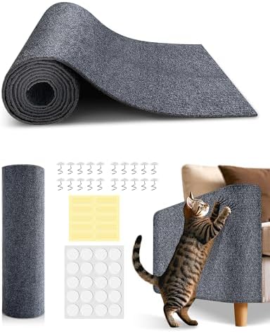 Cat Scratch Furniture Protector,Leather Sofa and Couch Protector for Cat Claws,Adhesive Carpet Roll for Cat Scratching,Sisal Fabric and Sticky Wall Mat for Couch Corner and Cats Tower.(Dark Gray)
