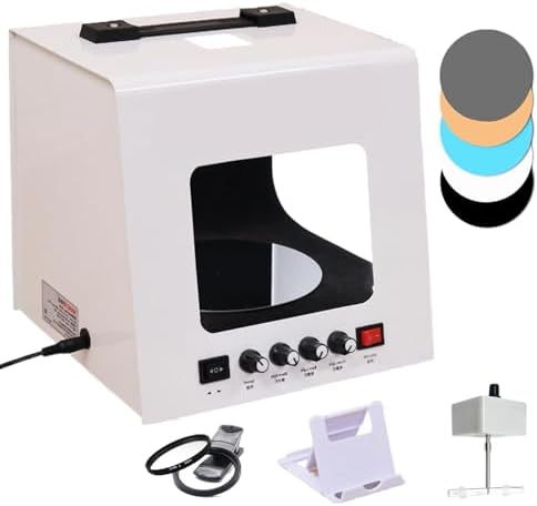 Professional Photo Studio Light Box Kit - 360° Jewelry Shooting Tent with Adjustable Speed & Brightness, Electric Softbox, Black & White Background for Perfect Product Photography (T20)