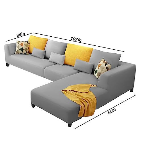 Image of Galib RHS 6 Seater L Shape Sofa Set for Living Room (Grey) Premium Fabric