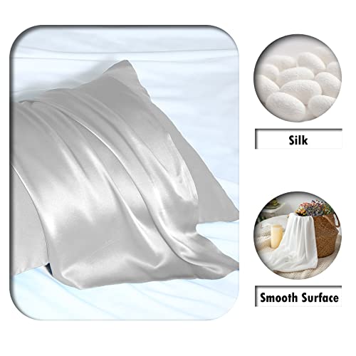 Silk Pillowcase for Hair and Skin,Soft,Breathable and Sliky 100% Queen Silk Pillow Case Set of 2,Both Sides Natural Mulberry Silk Pillowcases with Hidden Zipper(Queen Size 20"X 30",2pcs)