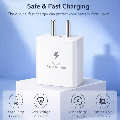 Image of Original 45W GaN SuperFast Charger Compatible with Samsung Galaxy S24 /S23 /S22 /S21 /S20 (Ultra /Plus /Fe), Note 20 /20+ /10(All Series), Z Fold /Flip /S /A /F /M Series | Type C PD 3.0 Charger Adapter by HESPA