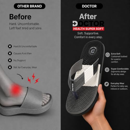Image of DOCTOR HEALTH SUPER SOFT Men's & Boys Anti-Skid Flip Flops with Acupressure Massage Footbed | Lightweight | Soft | Doctor-Recommended Slipper for Pain Relief | All Day Wear Acupressure Doctor Slipper