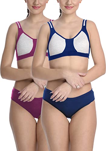Image of StyFun Cotton Blend Sports Sets, Lingerie Set for Women, Combo Everyday Bra Panty, See Main Image to Check How Many Sets You Will Get