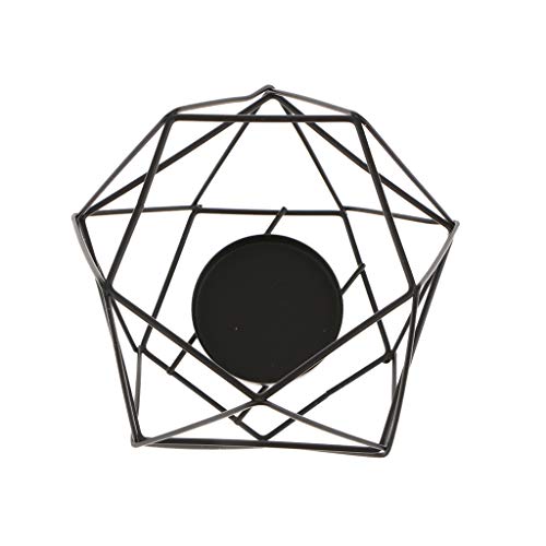 homozy 2pcs 3D Tealight Geometric Castiçal Castiçal Candelabros Party - Preto