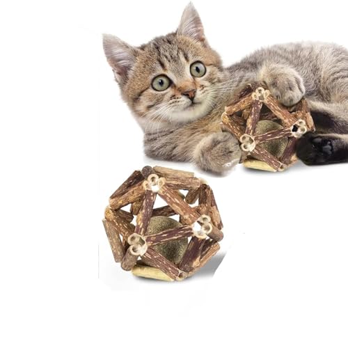 Image of cature Care by Nature Catnip Toys,Cat Toys Natural Silvervine Stick Cage Balls&Bell Ball Cat Toys For Indoor Cats,Cat Chew Toy&Kitten Cleaning Teeth Molar Tools (1Pcs)