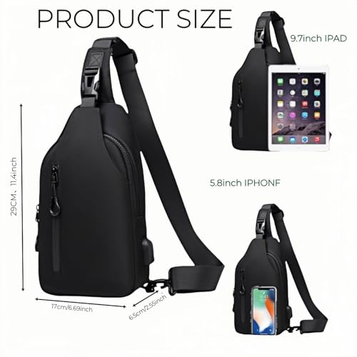 Bolso bandolera de hombre y mochila de pecho con conector USB para uso diario diario 3