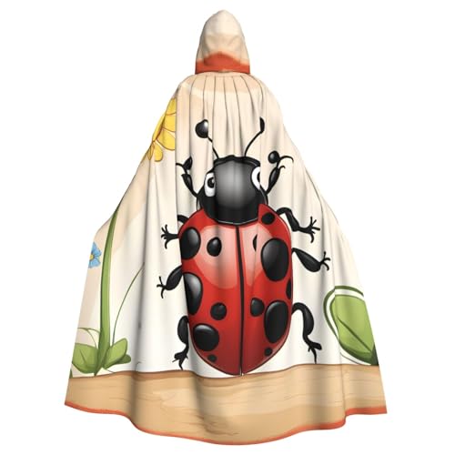 WHJSHOP Capa con capucha de dibujos animados de mariquita de Halloween para adultos, ropa de hombre y mujer, juego de rol