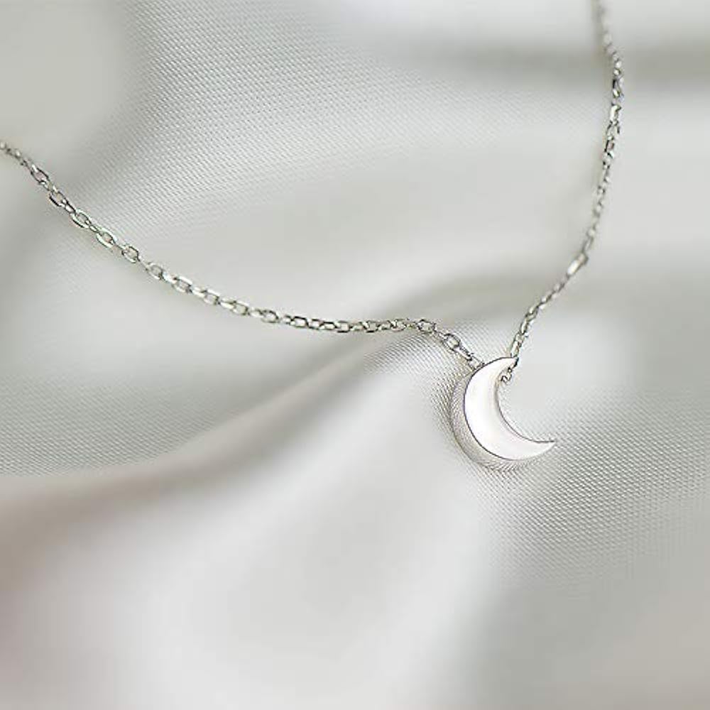 Amazon.com: CISHOP Crescent Moon Necklace High Polished Sterling