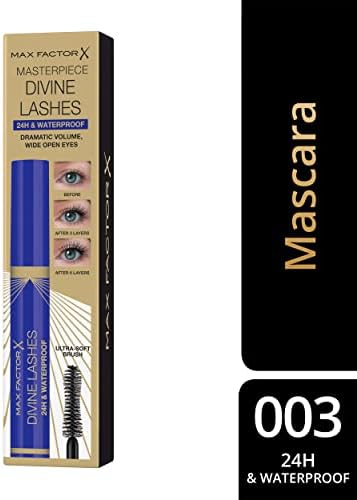 Max Factor Divine Lashes wodoodporny tusz do rzęs zwiększający objętość, lekka, kremowa formuła, hipoalergiczny, 03 - Waterproof Black