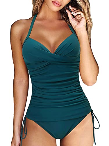 Yutdeng Tankini Damen Push Up Badeanzug Bauchweg Tankini Oberteil mit...