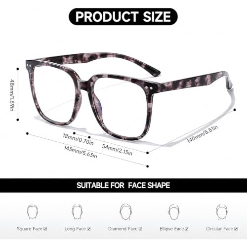 Image of Oversized Square Blue Light Blocking Glasses for Women Men, Anti Glare Computer Glasses, Reduce Eye Strain