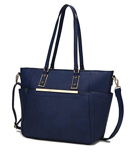 Mia K Collection Bolsa tiracolo feminina – Bolsa de couro sintético – Alça de ombro, bolsa de bolso, Delma Deep Blue, Large