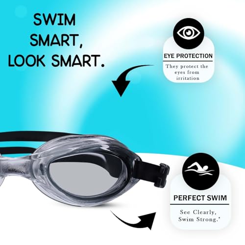 Image of GLAN Swimming Cap and Goggles Set for Men and Women Silicone and Anti-Fog Swim Accessories (Swimming Cap with Goggle Black)