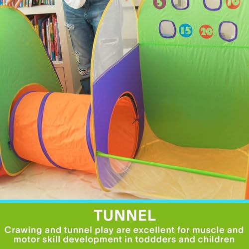 Image of Alvantor Kids Tent Play Tent Fun Toss It Game Zone 3-in-1 Pop Up Play Tunnel Indoor Outdoor Great Game & Toy Gift for Children (Include 4 Balls)