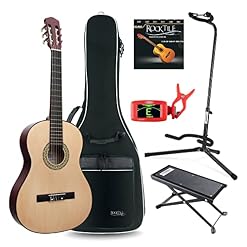Classic Cantabile AS-851 Pack Guitare Classique 4/4 Nature – Cordes en Nylon d’étude – Guitare de concert idéale pour débutants – Avec accessoires, housse, accordeur et repose-pieds - Les Beatles, Paul McCartney, John Lennon, RIngo Starr, George Harrison