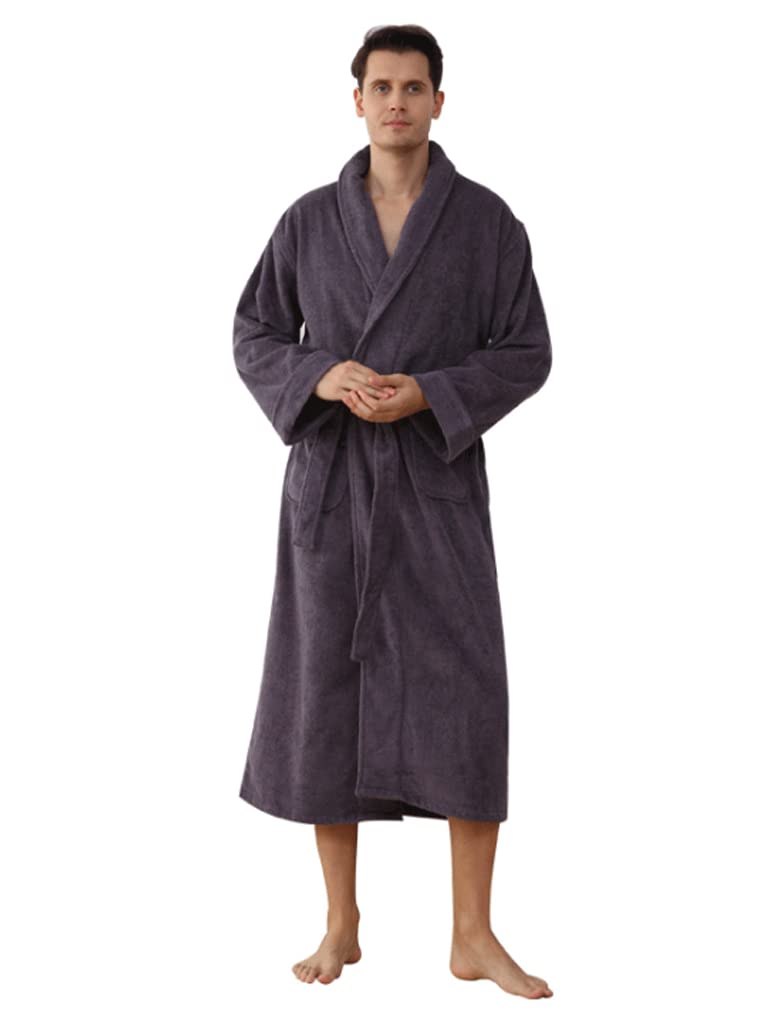 Dla dorosłych Odzież domowa Długi szlafrok, Bawełniany szlafrok frotte unisex wielokolorowy Rozmiary L XL XXL(Dark gray,Unisex/XL)