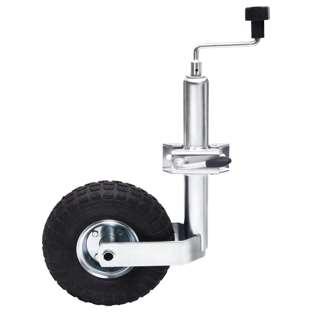 Stützrad mit Klemme 48 mm für Anhänger, verzinkter Stahl, höhenverstellbar von 59 bis 82 cm, aufblasbares Gummirad, inklusive Montageanleitung