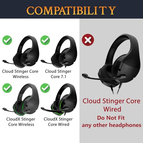 Image of SOULWIT Replacement Earpads for HyperX Cloud Stinger Core Wireless /CloudX Stinger Core (Wired /Wireless) /Cloud Stinger Core 7.1 Headsets, Ear Pads Cushions with High-Density Memory Foam - CG Black