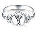 BORUO 925 Sterling Silver Ring Celtic Knot Heart High Polish Tarnish Resistant Eternity Wedding Band Stackable Ring Size 8