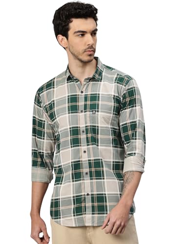 Image of Majestic Man Stylish Slim Fit Cotton Spread Collar Checked Casual Shirt