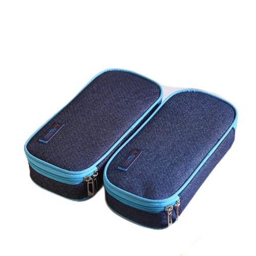 Astuccio creativo in grande per penne stile semplice con cerniera per ragazzi e ragazze cancelleria scolastica astuccio navy tela blu
