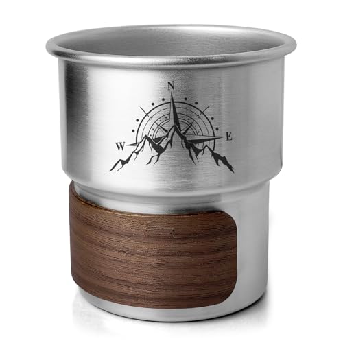 Jutasty Funny Stainless Steel Camping Coffee Cup for Camping Lover, Outdoor Camping Mug for Coffee Cold Beverages, Portable Camping Hiking Backpacking Travel Cup 9.5oz(280ml), Arctic Snow Mountain