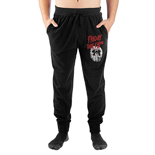 Friday the 13th Jason Mask Black Lounge Wear Pajama Jogger Pants