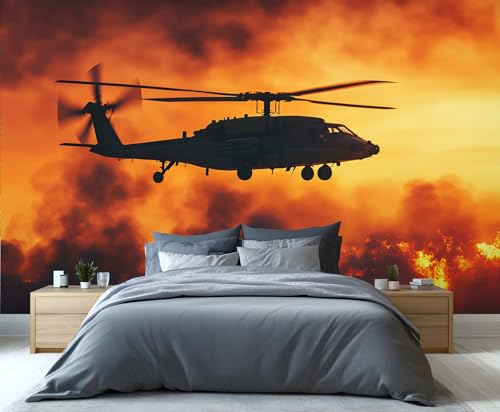 YXQAIED Papel pintado de avión para dormitorio, murales de pared 3D de helicóptero, póster de avión de combate, papel pintado fotográfico para decoración del hogar del comedor (no se pela ni se pega)