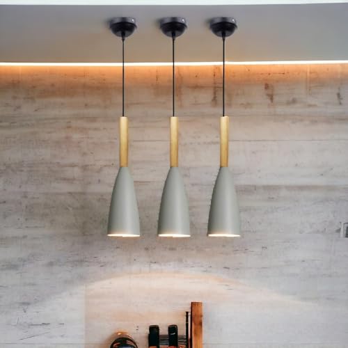 Image of GreyWings Modern Cone Grey Aluminium Hanging Pendant Light Cord, Antique Decor,Bulb not Included, Pack of 4