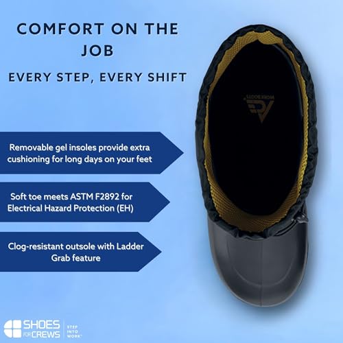 ACE Men's Slip-On Work Boots - Non-Slip, Soft Toe, Lightweight & Water-Resistant Shoes for Men - Ideal Industrial Boots for Construction, Manufacturing, Warehousing & More - Bullfrog Elite, Size 62