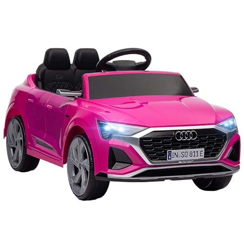 Qaba Audi Q8 e-tron Sportback Licensed 12V Kids Ride on Car, Battery Powered Kids Electric Car with Remote Control, 4 Spring Suspension Wheels, Soft Start, LED Headlights, Music Horn, Pink