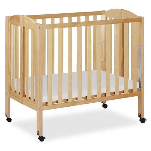 Dream On Me 3 in 1 Portable Folding Stationary Side Crib in Natural, Greenguard Gold Certified,...
