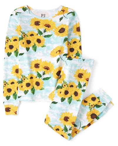 The Children's Place Girls' Sunflowers Long Sleeve Top and Pants Snug Fit 100% Cotton 2 Piece Pajama Set2