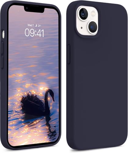 Image of DIZORO Microfiber Candy Case Compatible for iPhone 13 / iPhone 14 6.1 Inch Shockproof Slim Back Cover Liquid Silicone Case (Deep Purple)