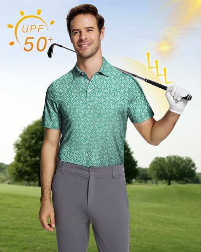 Mens Golf Shirts Short Sleeve Funny Print Golf Polo Shirts for Men Lightweight Dry Fit Quick Dry Collared Golf Polos4