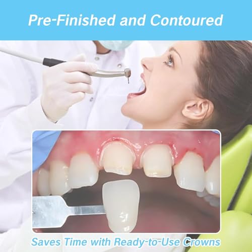 Image of 100 Pcs Tooth Caps for Broken Tooth Mixed Sizes Dental Temporary Crown Kit Front Cap Covers for Adults Dental Crowns Temporary Teeth