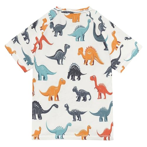 Kids Swimsuit Dinosaur Cartoon T-rex Sunscreen T-Shirts Swimwear Sets UPF 50+2