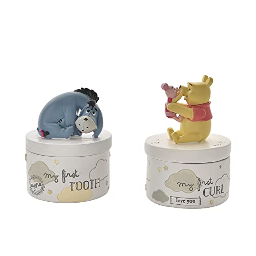 Image of Happy Homewares Magical Beginnings 3D Resin My First Tooth and Curl Pots Winnie, Piglet and Eeyore - Ideal for Baby Shower or New Born - Officially Licensed