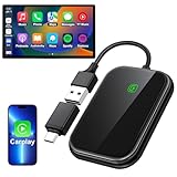 Sctrie Wireless Carplay Adapter for Apple - 2025 Upgrade Seamless Connection Convert Wired to Wireless Car Play Adapter Plug & Play No Lag CarPlay Wireless Adapter Fit for iPhone iOS 10+ (Black)