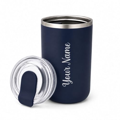 Image of Giftana Personalized Coffee Tumbler with Name, Customized Travel Mug with Lid, Coffee Mug for Men and Women, Birthday Gifts, Valentine's Day Gift, Corporate Gifts for Employee (Blue 350ml)