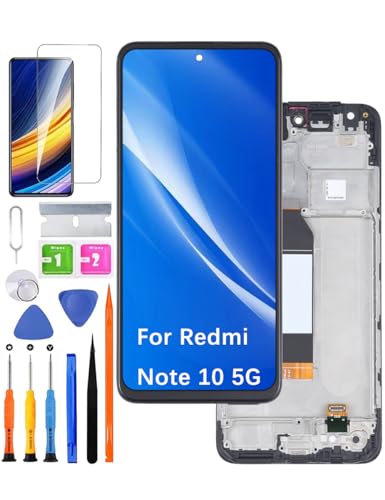 HLYGZX Pantalla LCD de repuesto original para Xiaomi Redmi Note 10 5G / Note 10T 5G, pantalla para Xiaomi Poco M3 Pro 5G, ensamblaje de pantalla táctil y digitalizador de reparación (negro con marco)