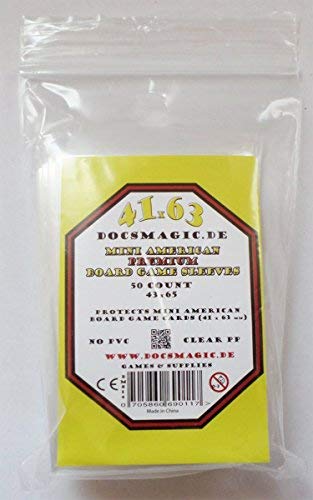docsmagic.de 50 Premium Mini American Board Game Sleeves - 41 x 63 - Small US - 43 x 65