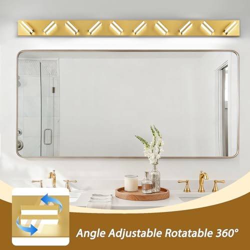 Image of IZORRO LED Modern Bathroom Lights Fixtures(10-Light,Dimmable),Gold Acrylic Wall Lighting,Vanity Lights for Bathroom Over Mirror - 6000k 53.5In (No Assembly Required)